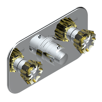 Накладка THG Mille Nuits - Champagne crystal с ручкой регулировки температуры и двумя маховиками для термостатического смесителя с горизонтальной установкой