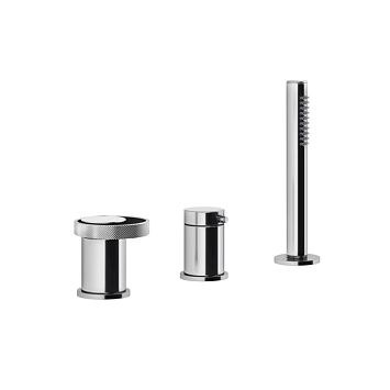 Gessi Anello Смеситель для ванны на 3 отверстия, девиатор, шланг, лейка. Наполнение через слив-перелив, хром