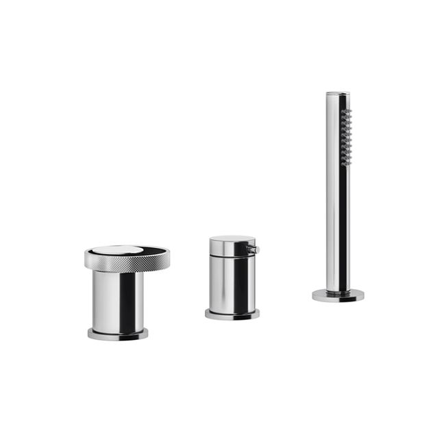 Gessi Anello Смеситель для ванны на 3 отверстия, девиатор, шланг, лейка. Наполнение через слив-перелив, хром