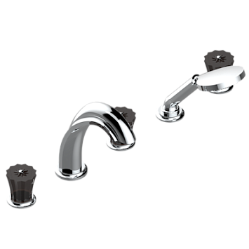 Смеситель THG Mille Nuits - Brume crystal устанавливаемый на борту ванны на 5 отверстий с душем, керамическим смесителем, 2 вентилями ¾" и изливом СУПЕР ГОЛИАФ