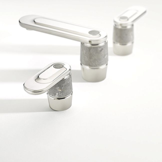 THG CORVAIR A MANETTES FIOR DI BOSCO Смеситель для раковины на 3 отверстия, для установки на мраморную столешницу, с донным клапаном, цвет: хром