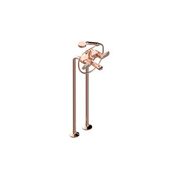 THG CORVAIR A MANETTES FIOR DI BOSCO Смеситель для ванны напольный, с ручным душем и шлангом 1500 мм., цвет: Blush PVD