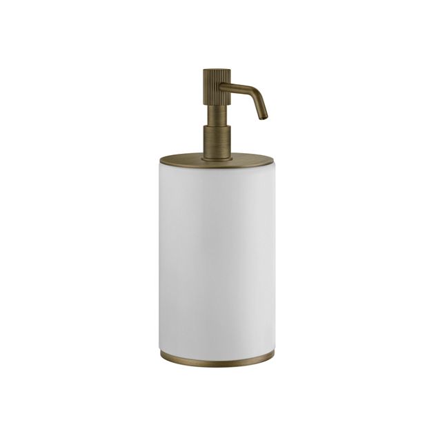 Gessi Venti20 Дозатор для жидкого мыла настольный, белый, фурнитура Antique Brass