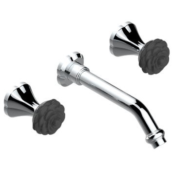 Внешняя часть смесителя  THG Camelia Black Crystal встраиваемого в стену для ванны на три отверстия с изливом ГОЛИАФ