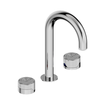 Смеситель для раковины  THG Zoom.5 на три отверстия устанавливаемый на борту с донным клапаном - высокий излив