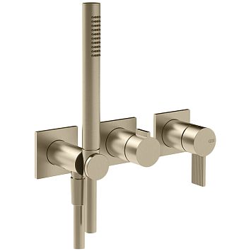 Gessi Inverso Rigato Внешняя часть настенного смесителя для душа на 2 выхода с перекл и ручным душем , Warm Bronze Br PVD