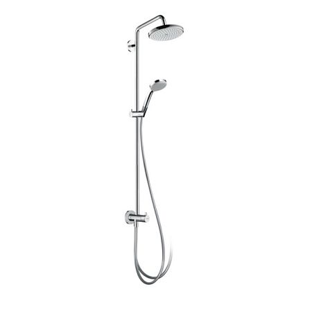 Душевая система Hansgrohe Croma Showerpipe: верхний душ 220 1jet, ручной душ, штанга для душа, держатель, цвет: хром