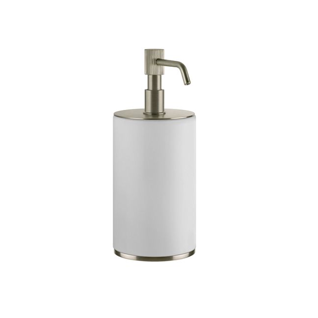Gessi Venti20 Дозатор для жидкого мыла настольный, белый, фурнитура Finox Brushed Nickel