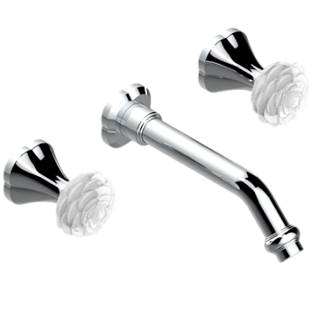 Внешняя часть смесителя THG Camelia Clear crystal встраиваемого в стену для раковины на три отверстия с изливом ГОЛИАФ