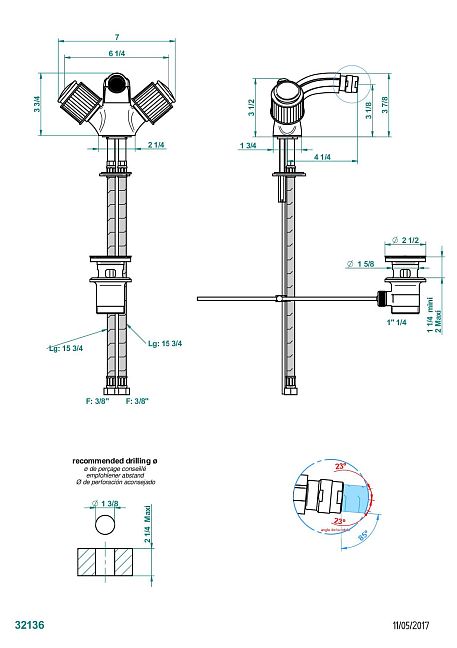 Смеситель для биде THG Jaipur Black Onyx на одно отверстие с поворотным аэратором и донным клапаном
