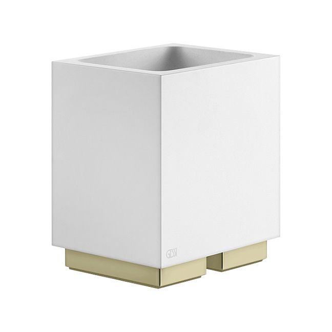 Gessi Rettangolo Стакан настольный белый, Brass Brushed PVD
