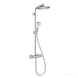 Термостат для душа Hansgrohe Crometta Showerpipe S 240 SHP: + стойка с верхним душем 240мм + ручной душ со шлангом 160мм, цвет: хром купить в Москве: интернет-магазин StudioArdo