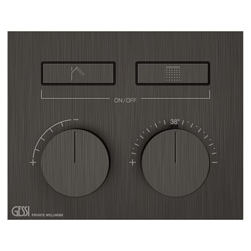 Gessi Hi-Fi Термостат для душа, с включением до 2 источников одновременно (внешняя часть), Black Metal Brushed PVD