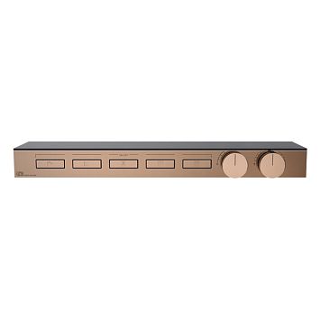 Gessi Hi-Fi Термостат для душа, с вкл. до 5 источников одновременно (внешняя часть), с полкой из черного мат. стекла, Copper PVD