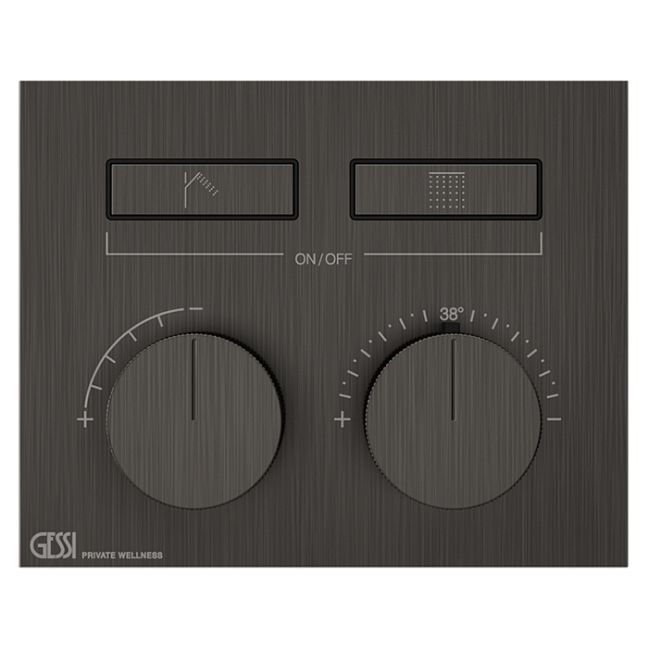 Gessi Hi-Fi Термостат для душа, с включением до 2 источников одновременно (внешняя часть), Black Metal Brushed PVD