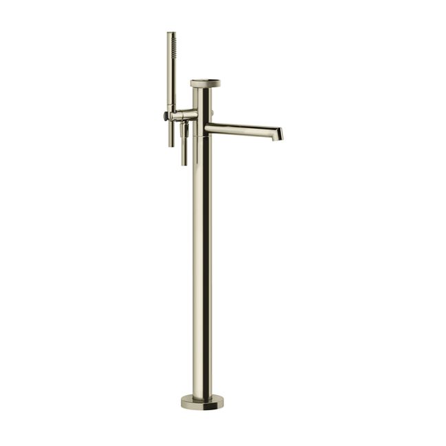 Gessi Anello Смеситель для ванны напольный, с ручным душем и шлангом 1500 мм., внешняя часть, Finox Brushed Nickel
