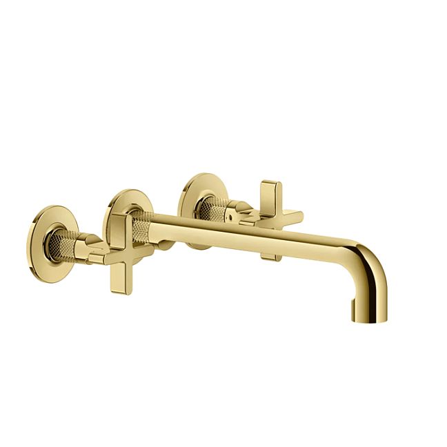 Gessi Inciso Встраиваемый смеситель для раковины на 3 отверстия с изливом 255-235мм (внешние части), золото