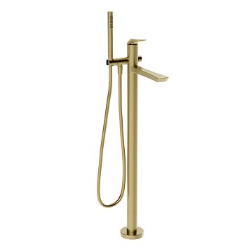 Gessi Ventaglio Внешняя часть напольного смесителя для ванны с перекл и ручным душем , Brass Brushed PVD