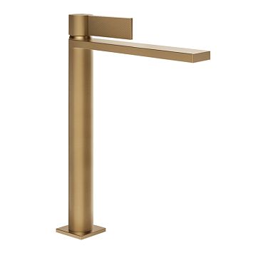 Gessi Inverso Diamantato Смеситель для раковины высокий с донным клапаном Stop Go и соединительными шлангами, Warm Bronze Br PVD