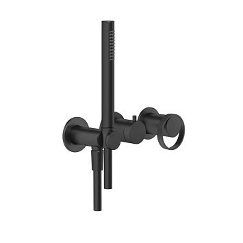 Gessi Anello Встраиваемый однорычажный смеситель на 2 выхода с перекл., ручным душем с держателем и выводом воды (внешние части), Black XL