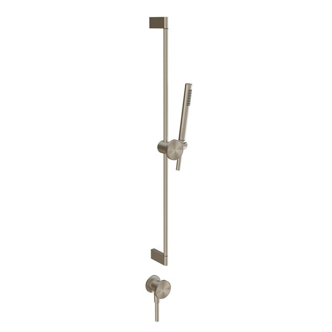 Gessi Origini Штанга в комплекте с душевой лейкой, шланг 1,50 м и вывод воды. в компл с отд вставкой, Finox Brushed Nickel