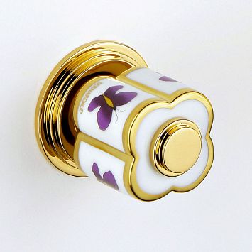 THG CAPUCINE MAUVE DECOR OR Ручка дверная одинарная, декор золото/лиловый, цвет: полированное золото