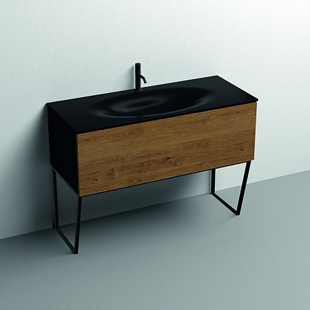 Комплект мебели Kerasan Shape Mobile 122х52см, напольный, 1 ящик, цвет: дуб/черный матовый
