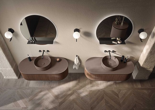 Комплект мебели Oasis Naos напольный, Столешница: Покрытие Purefeel, Отделка: Рифленая текстура ореха / Матовый черный