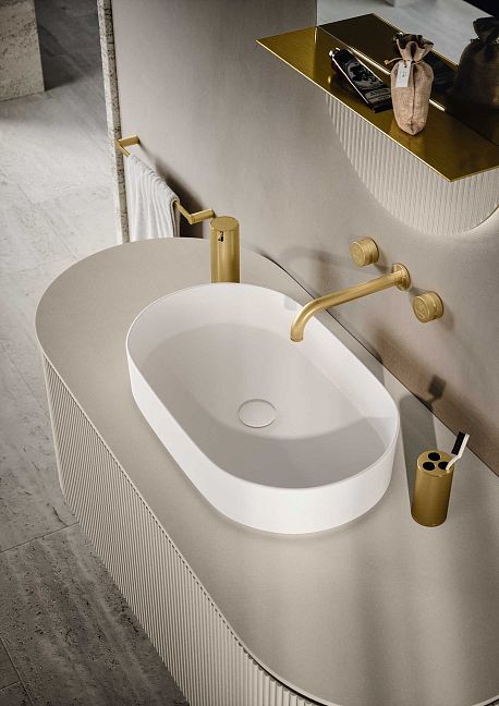 Комплект мебели Oasis Naos, подвесной, столешница: покрытие Purefeel , Отделка: Матовый лакированный цвет "Corda Elegance" / Сатиновое золото