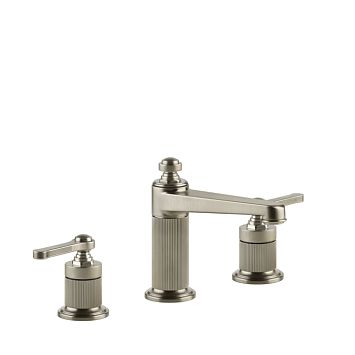 Gessi Venti20 Смеситель для раковины на 3 отверстия, высота излива 98 мм., в комплекте с донным клапаном, Finox Brushed Nickel