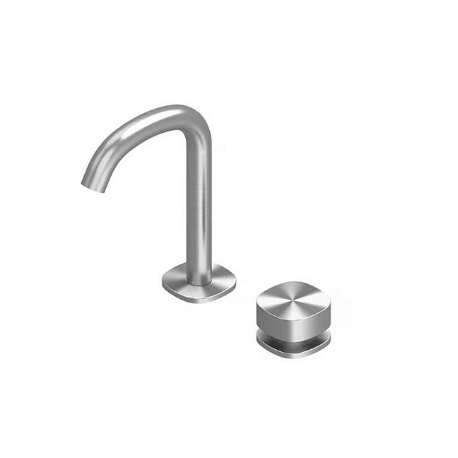 QuadroDesign Super Смеситель для раковины на 2 отверстия из столешницы, Brushed Stainless Steel