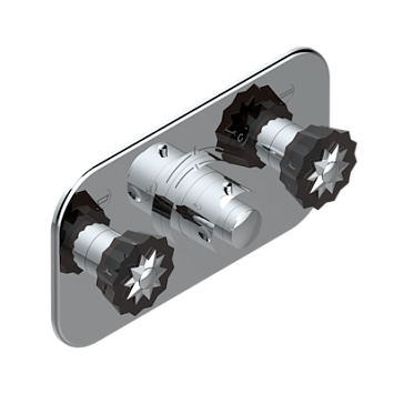 Накладка THG Mille Nuits - Brume crystal с ручкой регулировки температуры и двумя маховиками для термостатического смесителя с горизонтальной установкой