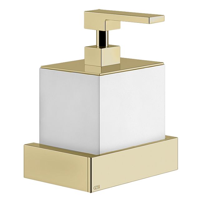 Gessi Rettangolo Дозатор для жидкого мыла настенный белый, Brass Brushed PVD