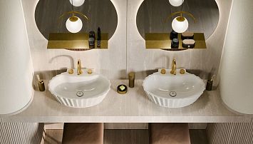 Oasis Academy Комплект: раковина Oasis Plissé с ванной Academy Avana и орех, золото L185 x W85 x H67 cm