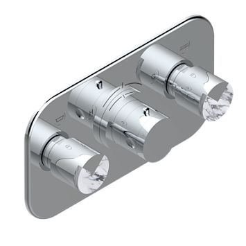 Накладка THG Le 9 Howlite с ручкой регулировки температуры и двумя маховиками для термостатического смесителя с горизонтальной установкой