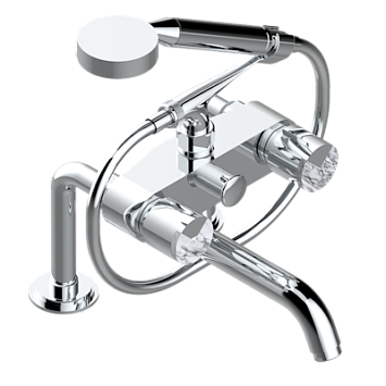 Смеситель для ванны THG Le 9 Howlite  с душем  устанавливаемый на борту на два отверстия с душем и шлангом - 150 мм между центрами G2H-13G