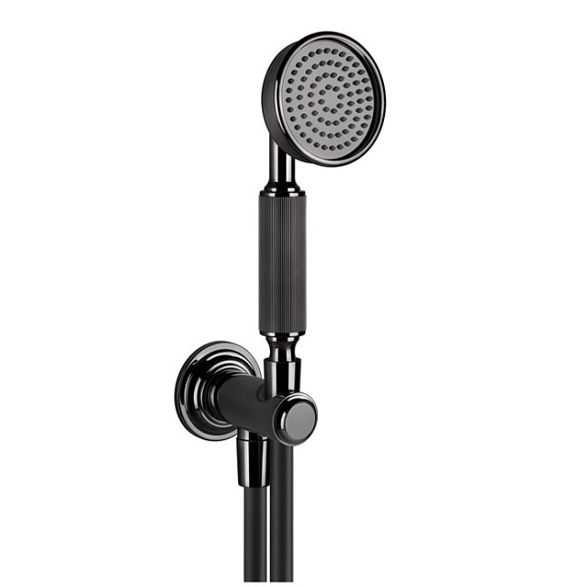 Gessi Venti20 Комплект для душа с ручным душем, шлангом 1500 мм., держателем с подводом воды, Black Metal PVD