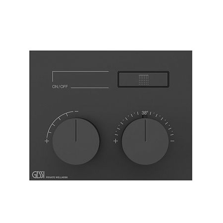 Внешняя часть термостата Gessi HiFi с одной кнопкой переключения потока воды, цвет (299) черный.