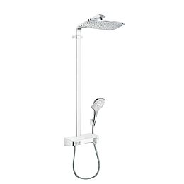 Душевая система Hansgrohe Raindance Select E 360 Showerpipe 1 jet, с верхним душем 36х19см., ручным дешем, и термостатическим смесителем, цвет: хром/белый купить в Москве: интернет-магазин StudioArdo