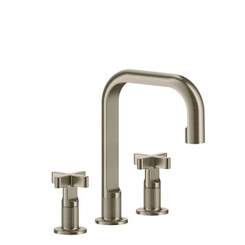 Gessi Inciso Смеситель для раковины на 3 отверстия с донным клапаном, излив 160мм, h=240мм, Finox Brushed Nickel