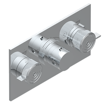 Термостат THG Zoom.7 Накладка с ручкой регулировки температуры и двумя маховиками для термостатического смесителя с горизонтальной установкой