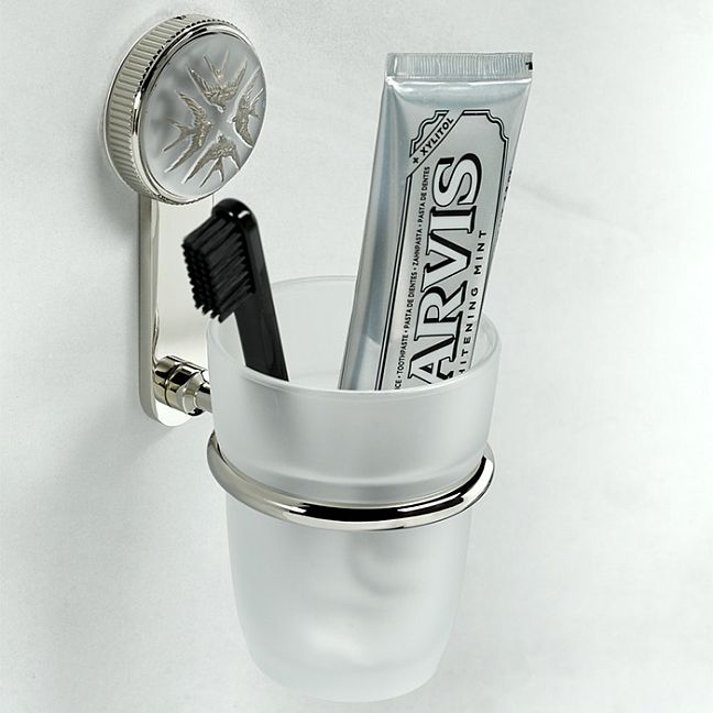 THG Hirondelles Platinum Stamped Стакан подвесной, стеклянный, цвет: Polished nickel