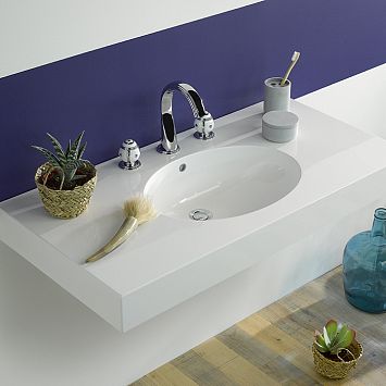 THG Ithaque decor platine Смеситель для раковины, 3 отв., цвет: хром/платина/белый фарфор