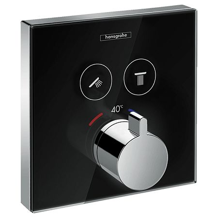 Смеситель для душа Hansgrohe ShowerSelect встраиваемый, термостатический, внешняя часть, цвет: черный/хром