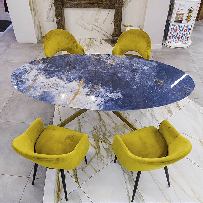 Стол ART NATURA Casa Tavoli Casa MOZART 2000х1000мм; столешница Infinity Crystal Ocean Blue