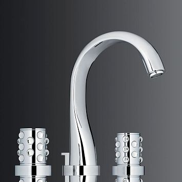 THG Mossi Смеситель для раковины, 3 отв., цвет: хром/прозрачный хрусталь