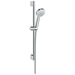 Душевой набор Hansgrohe Crometta Vario: штанга 65см., ручной душ 100, 4jet (Rain, обычная, Shampoo, массажная), EcoSmart, шланг, цвет: белый/хром купить в Москве: интернет-магазин StudioArdo