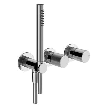 Gessi Habito Diamantato Смеситель настенный встраиваемый, однорычажный, с переключателем на 2 положения, с ручным душем, настенным держателем,хро