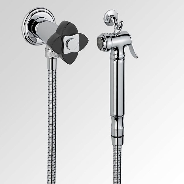 THG Petale de Cristal noir Гигиенический душ, цвет: хром/черный хрусталь