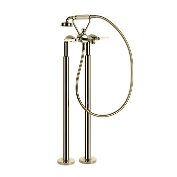 Gessi Venti20 Смеситель для ванны напольный, двухвентильный, с ручным душем и шлангом 1500 мм., внешняя часть, Brass PVD